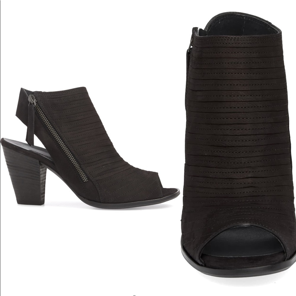 Paul Green Cayanne Leather Black Suede Peep Toe